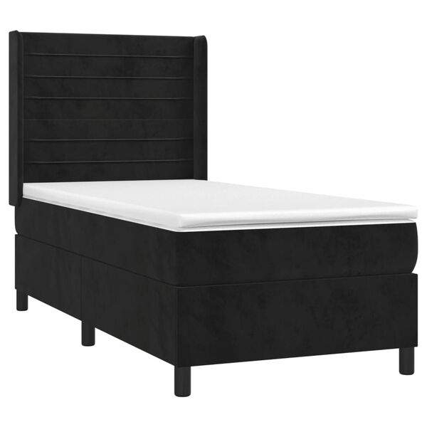 vidaXL Cama com molas/colch&atilde;o 100x200 cm veludo preto