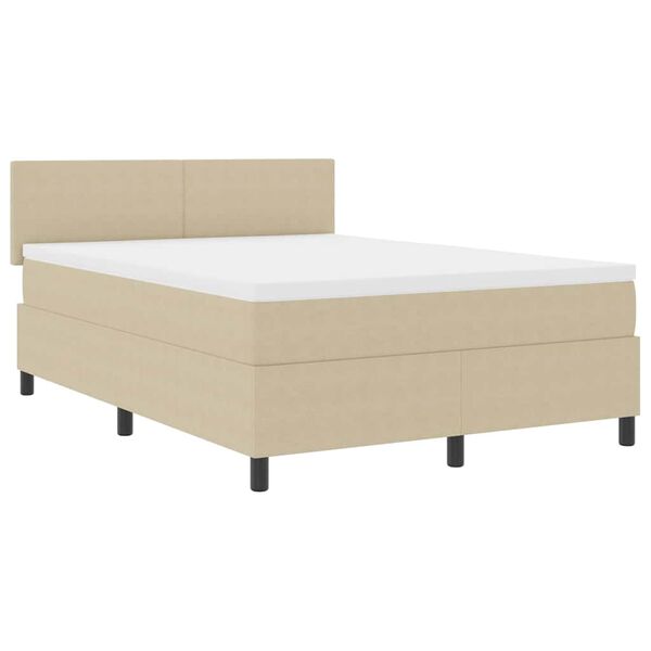 vidaXL Cama Box Spring LED Cinza Claro e Branco 140 x 200 cm