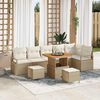 vidaXL Conjunto de Sof&aacute; de Jardim 9 pcs Bege Rattan Sint&eacute;tico