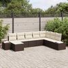 vidaXL Conjunto de Sof&aacute; de Jardim 8 pcs Marrom e Creme vime PE