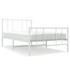 vidaXL Estrutura de cama com cabeceira e p&eacute;s 100x190 cm metal branco