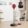 vidaXL Conj. bola boxe c/ luvas e bomba ajust&aacute;vel em altura 81-122 cm