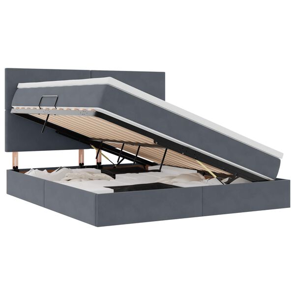 vidaXL Cama com arruma&ccedil;&atilde;o e colch&atilde;o Cinza Escuro 180 x 200 cm Veludo