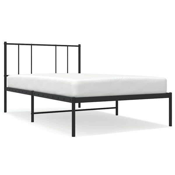 vidaXL Estrutura de cama com cabeceira 100x190 cm metal preto