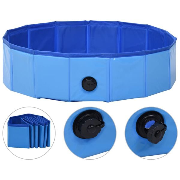 vidaXL Piscina para cães dobrável 80x20 cm PVC azul