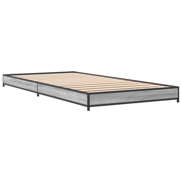 vidaXL Estrutura cama 100x200 cm derivados madeira/metal cinza sonoma