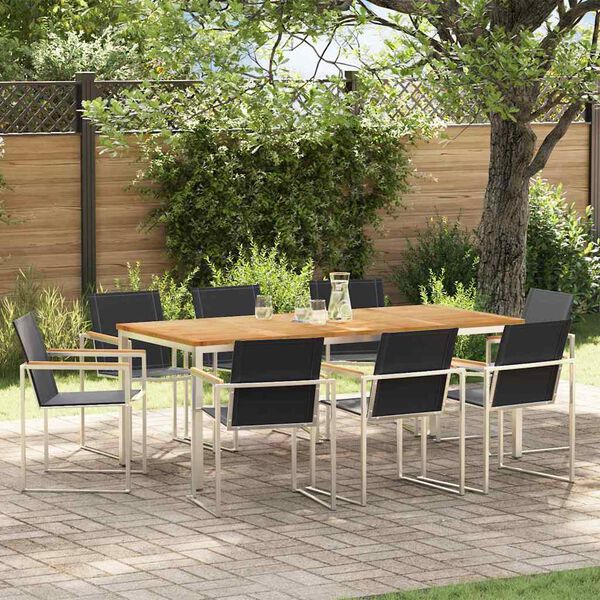 vidaXL ConjuntodeJantarparaJardim 9 pcs Madeira de Teak Sólida
