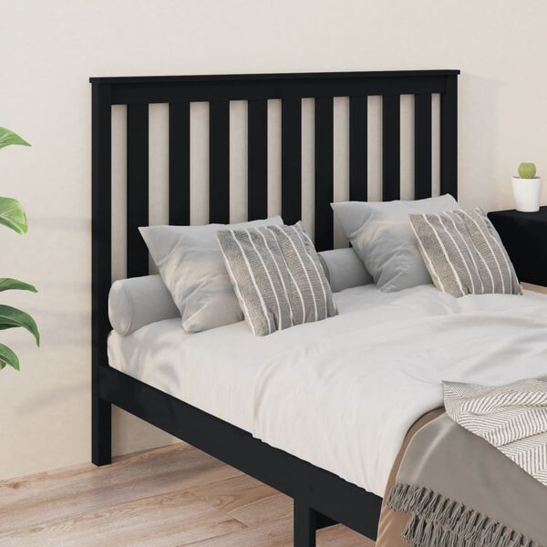 vidaXL Cabeceira de cama 126x6x101 cm pinho maci&ccedil;o preto