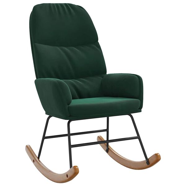 vidaXL Cadeira de baloi&ccedil;o veludo verde-escuro