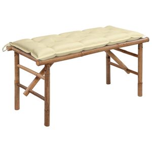 vidaXL Banco de jardim dobr&aacute;vel com almofad&atilde;o 118 cm bambu