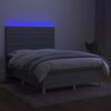 vidaXL Cama box spring c/ colch&atilde;o e LED 140x190 cm tecido cinza-claro