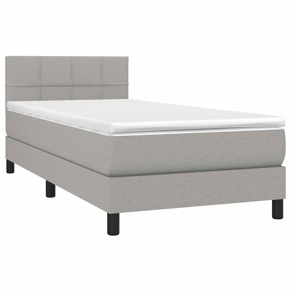 vidaXL Cama com molas/colch&atilde;o 90x190 cm tecido cinzento-claro