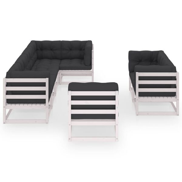 vidaXL 8 pcs conjunto lounge de jardim c/ almofad&otilde;es pinho maci&ccedil;o