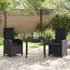 vidaXL Conjunto de Jantar para Jardim com almofada 3 pcs Preto vime PE
