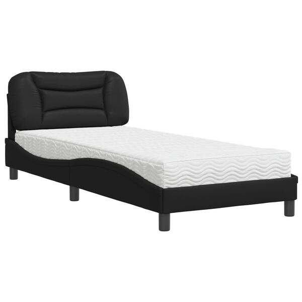 vidaXL Cama com colch&atilde;o Hvar 80x200 cm couro artificial preto