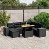 vidaXL 8 pcs conjunto sof&aacute;s de jardim com almofad&otilde;es vime PE preto