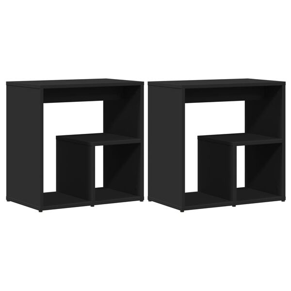 vidaXL Mesas de apoio 2 pcs 50x30x50 cm derivados de madeira preto