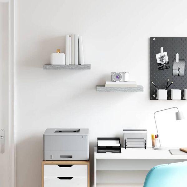 vidaXL Prateleiras de parede 2 pcs 40x23x3,8 cm MDF cinzento-cimento