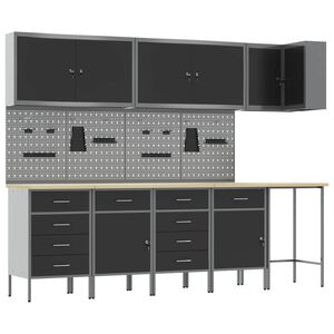vidaXL Conjunto de Arm&aacute;rios de Trabalho Manual 12 unid. Preto e Cinza
