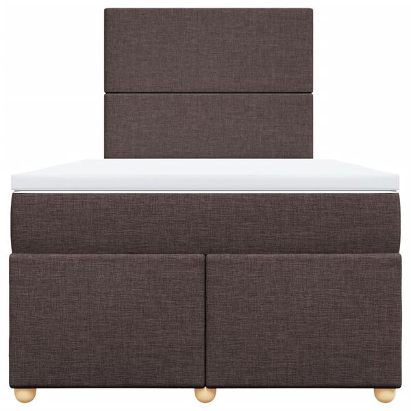 vidaXL Cama boxspring com colch&atilde;o 120x190 cm tecido castanho-escuro
