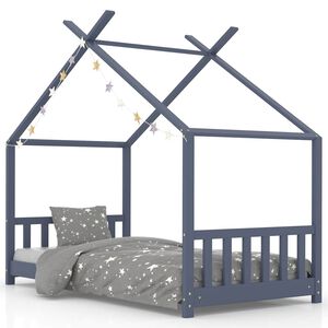 vidaXL Estrutura de cama para crian&ccedil;as 70x140 cm pinho maci&ccedil;o cinzento
