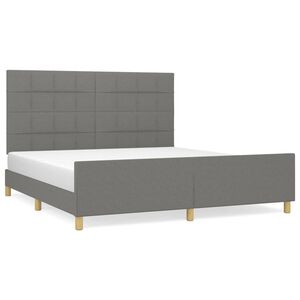 vidaXL Estrutura de cama sem colchão 160x200 cm tecido cinzento-escuro