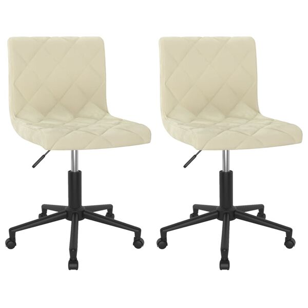 vidaXL Cadeiras de jantar girat&oacute;rias 2 pcs veludo cor creme