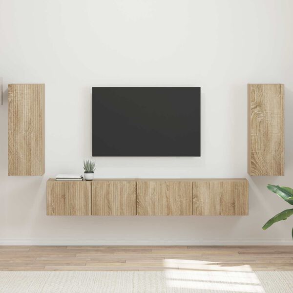 vidaXL Conjunto de m&oacute;vel de TV 4 pcs Carvalho Sonoma