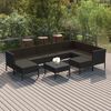 vidaXL 10 pcs conjunto lounge de jardim c/ almofad&otilde;es vime PE preto