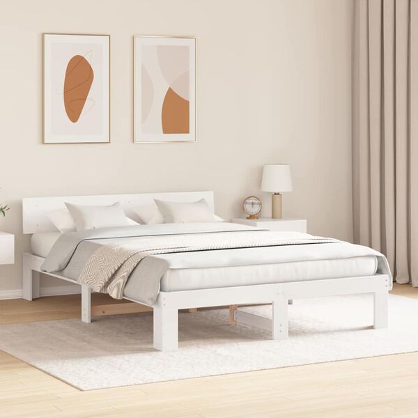 vidaXL Estrutura da Cama com cabeceira Branco 140 x 200 cm