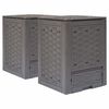 vidaXL Compostores jardim 2pcs 60x60x83cm 600L pl&aacute;stico vime castanho