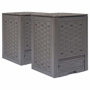 vidaXL Compostores jardim 2pcs 60x60x83cm 600L pl&aacute;stico vime castanho