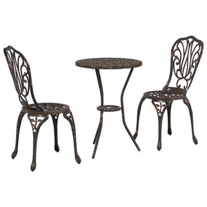 vidaXL Conjunto Bistro de Jardim 3 unid. Bronze Alum&iacute;nio