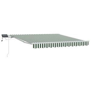 vidaXL Toldo retr&aacute;til Verde e Branco 350 x 250 cm Tecido e Alum&iacute;nio