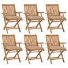 vidaXL Cadeiras de jardim dobr&aacute;veis c/ almofad&otilde;es 6 pcs teca maci&ccedil;a
