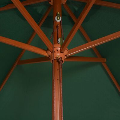 vidaXL Guarda-sol com poste em madeira 200x300 cm verde