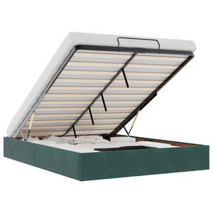 vidaXL Estrutura de cama otomana sem colch&atilde;o 140x200 cm verde escuro