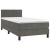 vidaXL Cama box spring c/ colch&atilde;o/LED 90x190 cm veludo cinzento-escuro