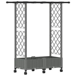 vidaXL Cama Elevada com Treli&ccedil;a e Telhado Cinzento-claro PP