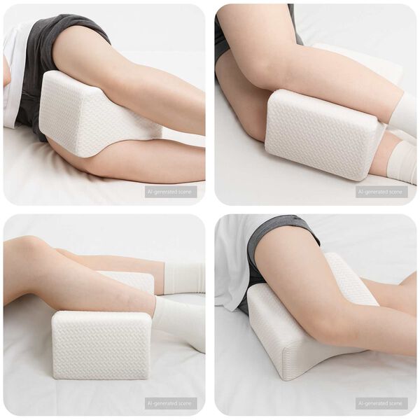 vidaXL Knee Pillow Branco Espuma de mem&oacute;ria e poli&eacute;ster