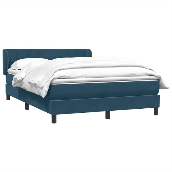 vidaXL Cama box spring com colch&atilde;o 160x210 cm veludo azul escuro
