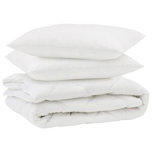 vidaXL Edred&atilde;o com travesseiro 3 pcs Branco Microfibra