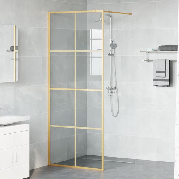 vidaXL Parede de Chuveiro Walk-in Ouro 80 x 195 cm vidro temperado