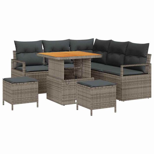 vidaXL Conjunto de Sof&aacute; de Jardim 8 pcs Cinzeto Rattan Sint&eacute;tico
