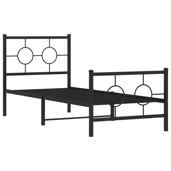 vidaXL Estrutura de cama com cabeceira e pés 80x200 cm metal preto