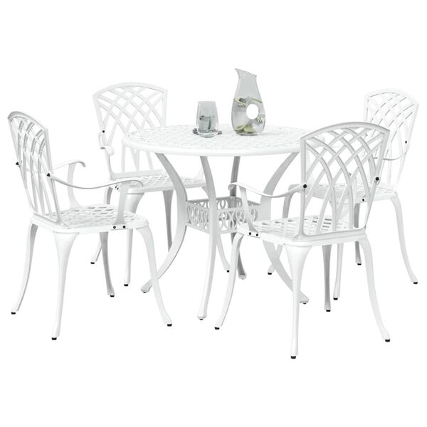 vidaXL Conjunto de Jantar para Jardim 5 pcs Branco Alum&iacute;nio