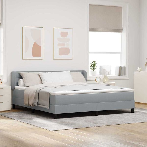 vidaXL Cama box spring com colch&atilde;o Cinzento-claro 180 x 200 cm tecido