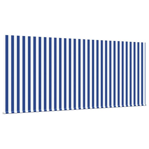 vidaXL Toldo Retr&aacute;til Azul e Branco 350 x 250 cm Poli&eacute;ster e Alum&iacute;nio