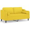 vidaXL Sof&aacute; 2 lug. + almofadas decorativas 140 cm tecido amarelo-claro