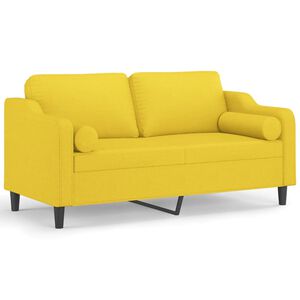 vidaXL Sof&aacute; 2 lug. + almofadas decorativas 140 cm tecido amarelo-claro